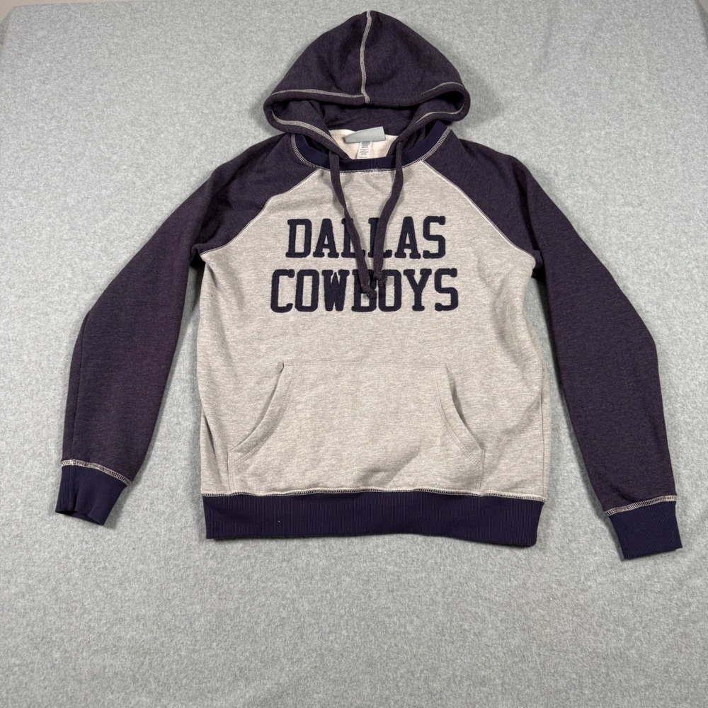 Dallas Cowboys Her Style Raglan Hoodie Womens Medium Gray Navy Blue Sweatshirt
